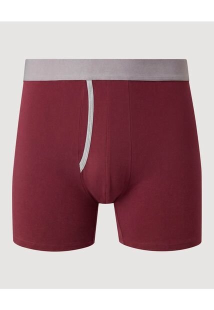 Bóxer Medio Con Bragueta En Contraste  Para Hombre Vino Ostu