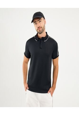Polo Para Hombre Cuello Tejido Sin Bolsillo Color Negro Marca Ostu #60110757 Ostu