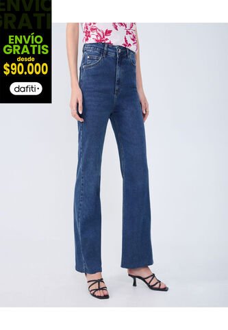 Jean Para Mujer Crop Flare Color Azul Medio Marca Ostu #40160465 Ostu