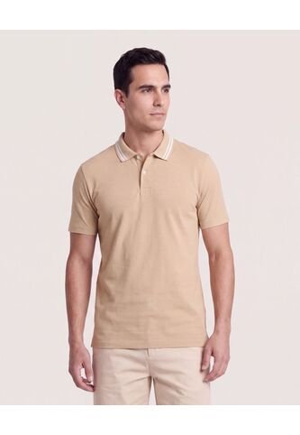 Polo Jersey Lycrada  Para Hombre Beige Ostu Ostu