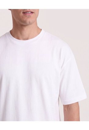 Camiseta Relaxed Básica Unicolor  Para Hombre Crema Ostu