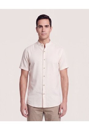 Camisa Manga Larga Con Bolsillo Para Hombre Marfil Ostu