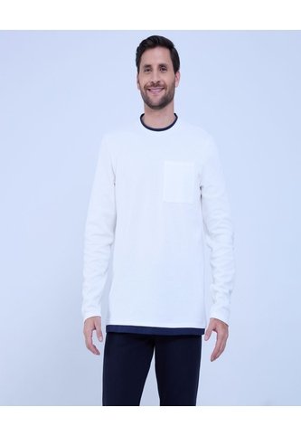Camiseta Para Hombre Manga Larga Color Crema Marca Ostu #60091537 Ostu