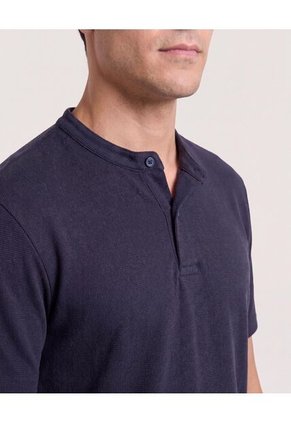 Polo Cuello Mao Regular  Para Hombre Azul Ostu