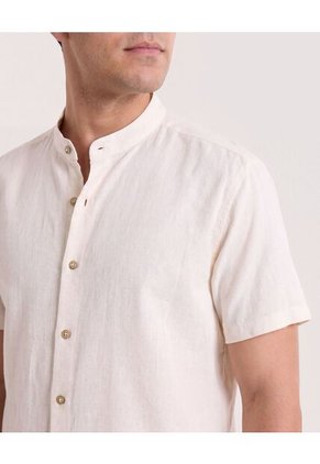Camisa Manga Larga Con Bolsillo Para Hombre Marfil Ostu