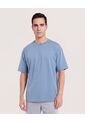 Camiseta Relaxed Básica Unicolor  Para Hombre Azul Ostu de Ostu