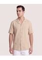Camisa Resort De Manga Corta  Para Hombre Arena Ostu de Ostu