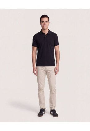 Polo Basica  Para Hombre Negro Ostu