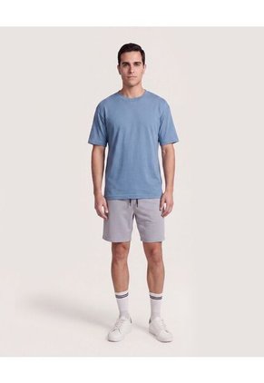 Camiseta Relaxed Básica Unicolor  Para Hombre Azul Ostu