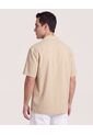 Camisa Resort De Manga Corta  Para Hombre Arena Ostu de Ostu