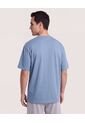 Camiseta Relaxed Básica Unicolor  Para Hombre Azul Ostu de Ostu