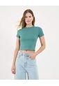 Camiseta Para Mujer Crop Top Color Verde Marca Ostu #40092334 de Ostu