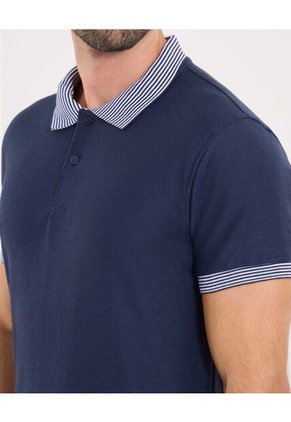 Polo Para Hombre Cuello Tejido Sin Bolsillo Color Azul  Marca Ostu #60110751