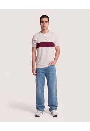 Camiseta Henley Corte Frontal  Para Hombre Café Ostu