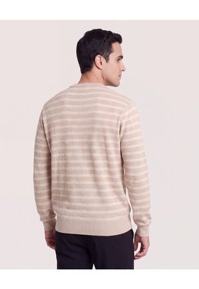 Saco Tejido Rayas Horizontales  Para Hombre Beige Ostu