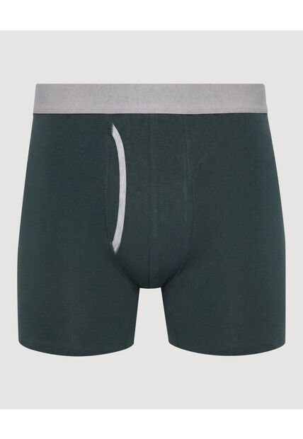 Bóxer Medio Con Bragueta En Contraste  Para Hombre Verde Ostu