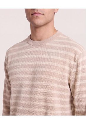 Saco Tejido Rayas Horizontales  Para Hombre Beige Ostu