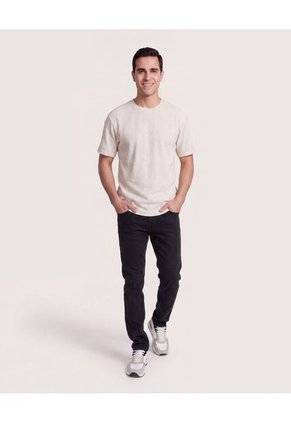 Camiseta Regular Texturizada  Para Hombre Beige Ostu