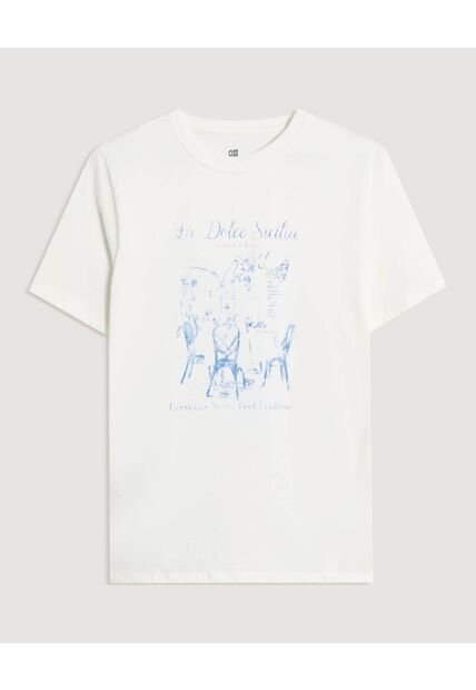 Camiseta Basica Screen  Para Mujer Crema Ostu