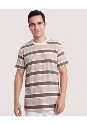Camiseta Rayas Regular  Para Hombre Verde Ostu Ostu