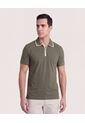 Polo Cremallera Cuello Contraste  Para Hombre Verde Ostu de Ostu
