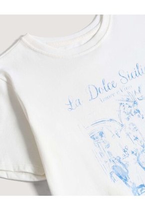 Camiseta Basica Screen  Para Mujer Crema Ostu