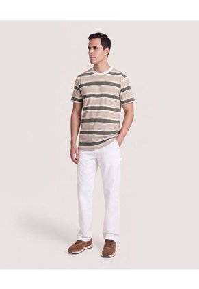 Camiseta Rayas Regular  Para Hombre Verde Ostu