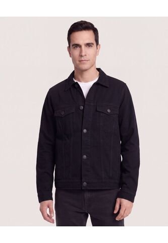 Chaqueta Trucker Clásica  Para Hombre Negro Ostu Ostu