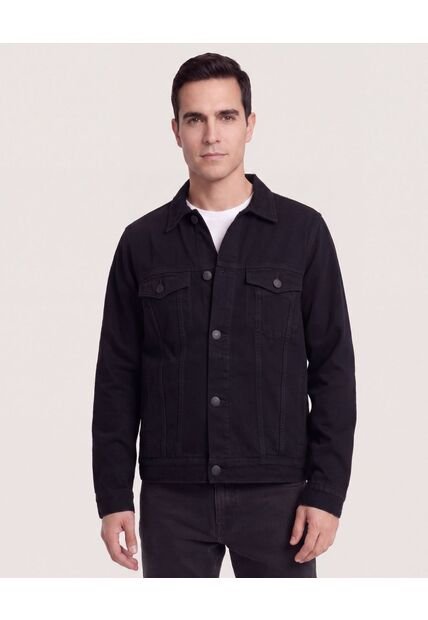 Chaqueta Trucker Clásica  Para Hombre Negro Ostu