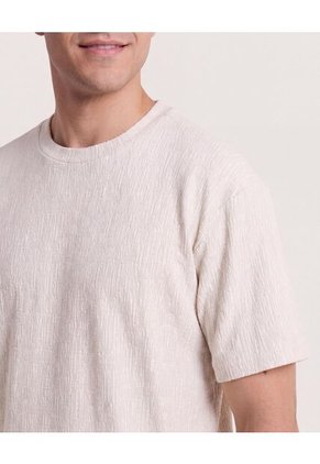 Camiseta Regular Texturizada  Para Hombre Beige Ostu