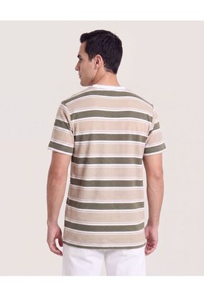 Camiseta Rayas Regular  Para Hombre Verde Ostu