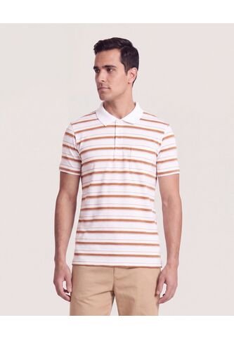 Polo Tejida A Rayas  Para Hombre Café Ostu Ostu