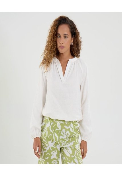 Blusa Para Mujer Manga Larga Color Crudo Marca Ostu #40121173