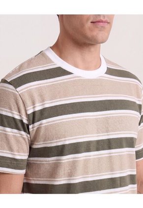 Camiseta Rayas Regular  Para Hombre Verde Ostu
