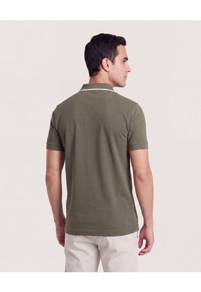 Polo Cremallera Cuello Contraste  Para Hombre Verde Ostu