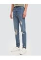 Jean Hombre Regular Con Rotos  Azul Ostu de Ostu