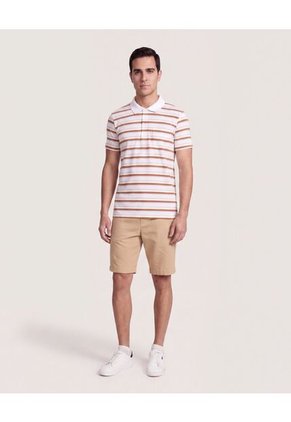 Polo Tejida A Rayas  Para Hombre Café Ostu