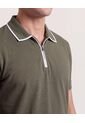 Polo Cremallera Cuello Contraste  Para Hombre Verde Ostu de Ostu