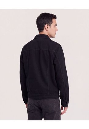 Chaqueta Trucker Clásica Para Hombre Negro Ostu