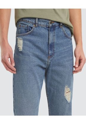 Jean Hombre Regular Con Rotos Azul Ostu