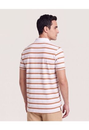 Polo Tejida A Rayas  Para Hombre Café Ostu