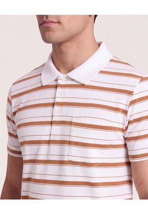 Polo Tejida A Rayas  Para Hombre Café Ostu