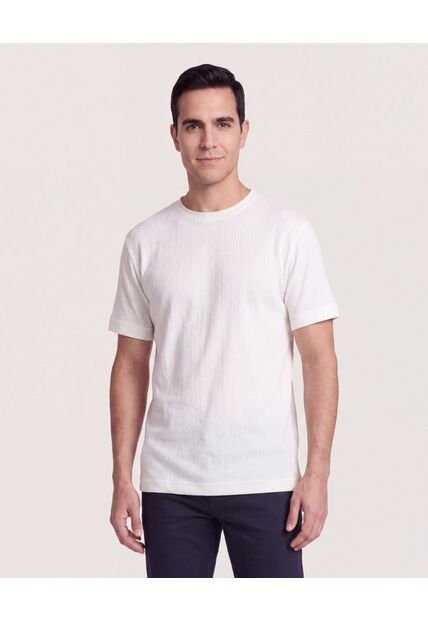 Camiseta Regular Tricot  Para Hombre Crema Ostu