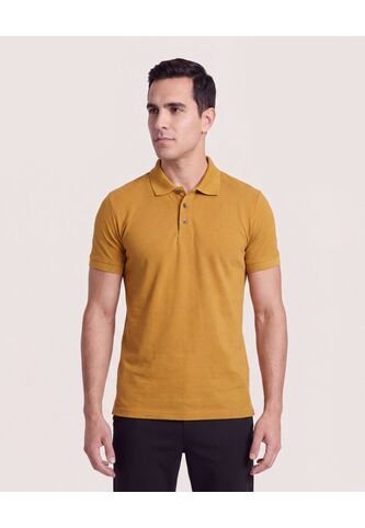 Polo Basica  Para Hombre Mostaza Ostu Ostu