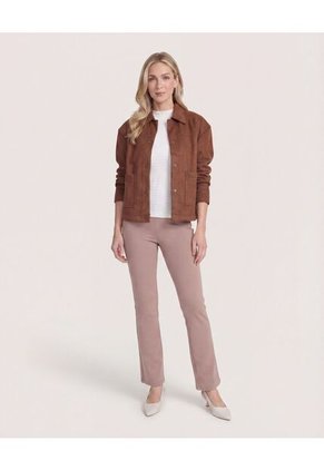 Chaqueta Con Bolsillos Para Mujer Café Ostu