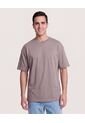Camiseta Relaxed Estampado Posterior  Para Hombre Café Ostu de Ostu