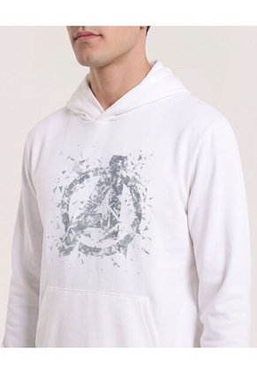Buzo Hoodie Estampado Avengers  Para Hombre Crema Ostu