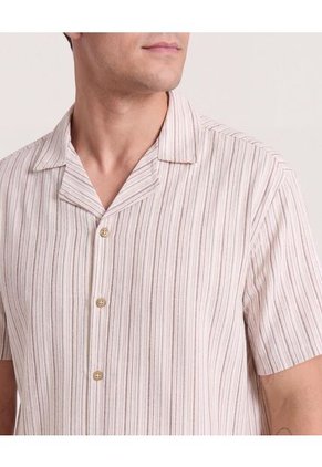 Camisa Resort De Manga Corta Para Hombre Crema Ostu