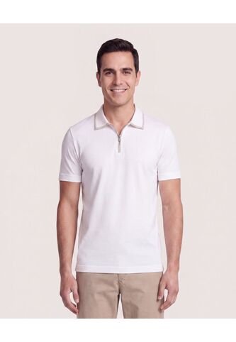 Polo Cremallera Cuello Contraste  Para Hombre Crema Ostu Ostu