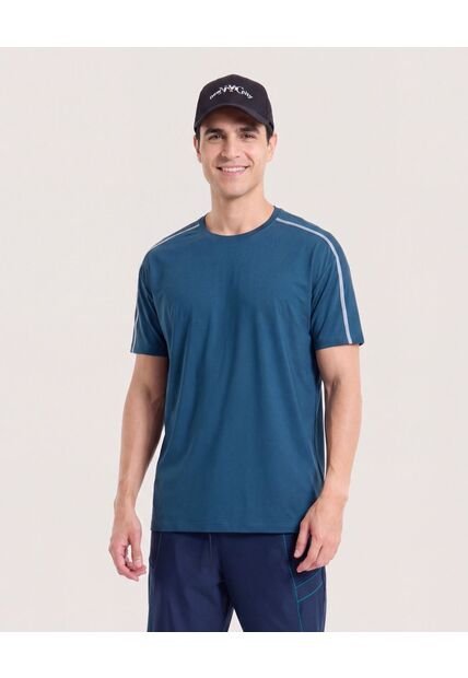 Camiseta Oversize Con Cortes  Para Hombre Azul Ostu